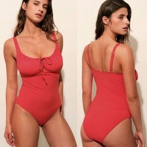 Berlook Red Cutout Tie One-Piece Swimsuit Sz XL NWT